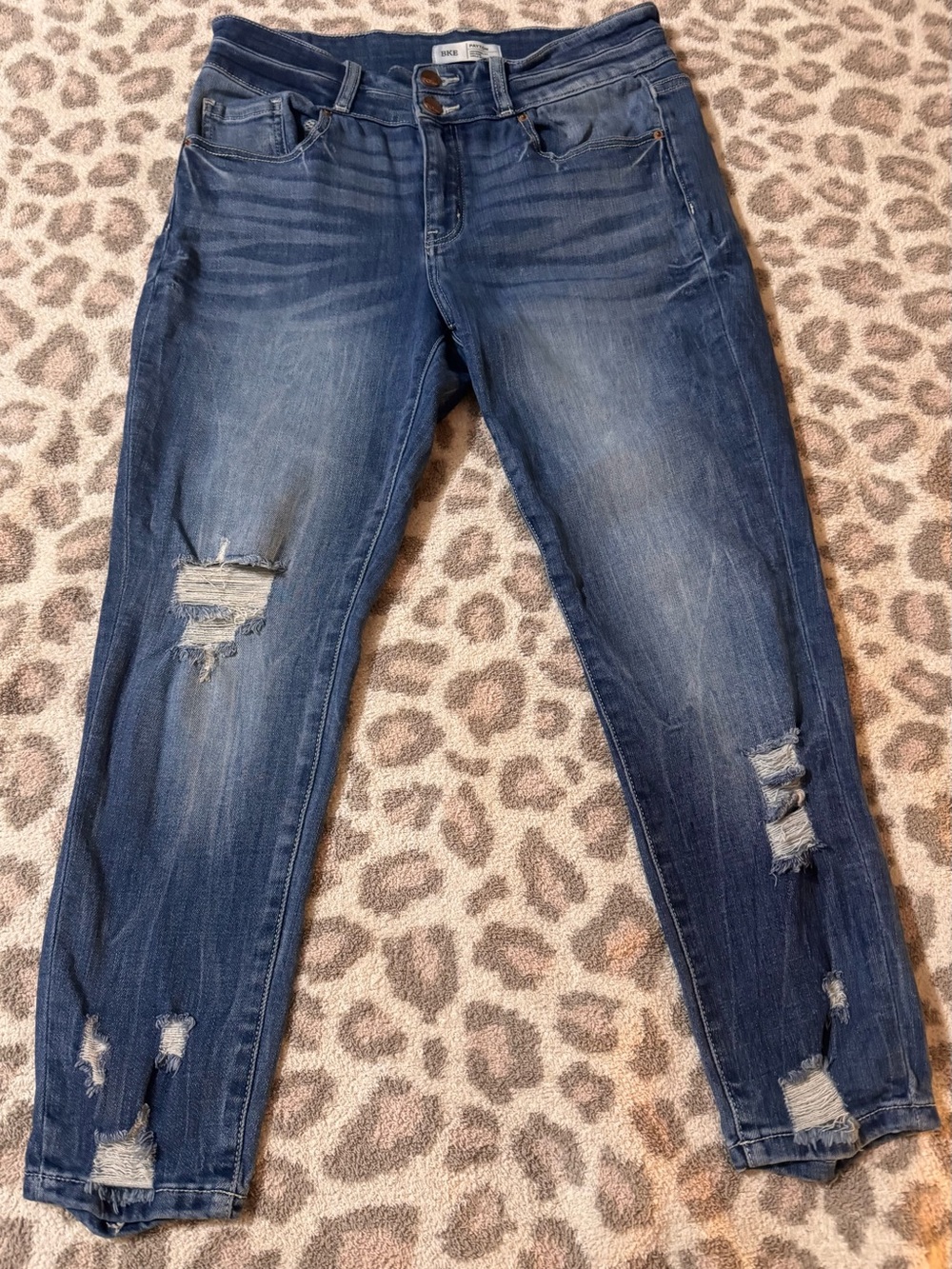 BKE Dark Blue Distressed Boyfriend Jeans